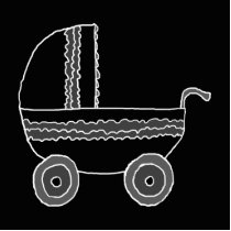 Black and White Baby Stroller. Photo Cut Outs
