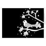 Black and White Bird on a Branch Greeting Card