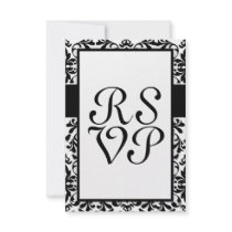 black and white birds intricate damask invitations