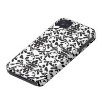black and white birds intricate damask pattern case-mate iphone 4 cases