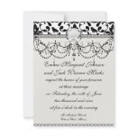 black and white birds intricate damask pattern invitations