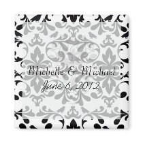 black and white birds intricate damask pattern refrigerator magnets