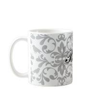 black and white birds intricate damask pattern mugs