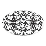 black and white birds intricate damask pattern sticker