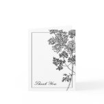 Black and White Botanical Illustration Thank You Cards