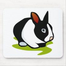 black and white bunny rabbit mouse pads