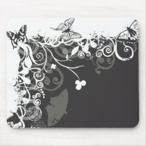 Black and white butterflies Mousepad