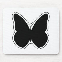 Black and White Butterfly Mouse Pad