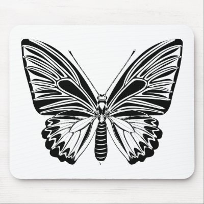 Black and white butterfly mouse mat by elonium