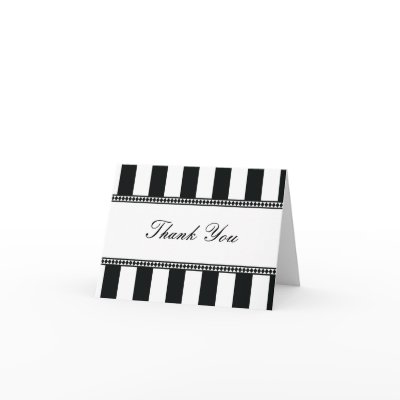 Black and White Cafe Stripes Thank You Note by hummingbirdcake