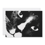 Black and white cat face close up invitations
