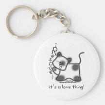 Black and white cat RESCUE...it's a love thing! Key Chain