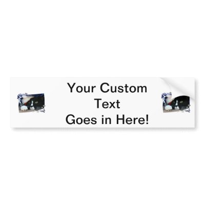Black and white cat , santa hat, tinsel and a paw bumper sticker by ChristmasAnimals