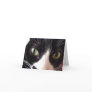 Black and White Cat with Green Eyes Note Card