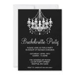 Black and White Chandelier Bachelorette Party invitations