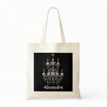 Black and White Chandelier Damask w/ Custom Name Tote Bag