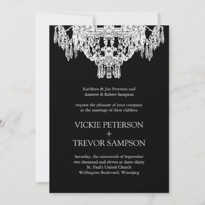 Black and White Chandelier Wedding Invitations by colourfuldesigns