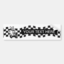 Black and white check scooter riders bumper stickers
