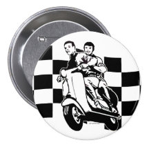 Black and white check scooter riders pin