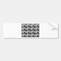 Black and White Checkered with Small Red Flowers Bumper Stickers