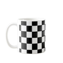 Black and white chequered coffee mug