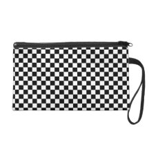 Black and White Chequered Pattern Wristlet Bag