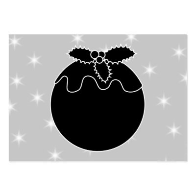 Black and White Christmas Pudding and Stars. Business Card Template by Graphics_By_Metarla