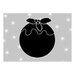 Black and White Christmas Pudding and Stars Custom business cards