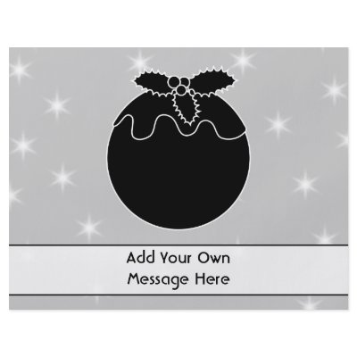 Black and White Christmas Pudding and Stars. Personalised Flyer by Graphics_By_Metarla
