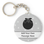 Black and White Christmas Pudding and Stars. Keychains
