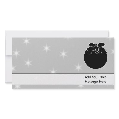 Black and White Christmas Pudding and Stars. Personalised Photo Card by Graphics_By_Metarla