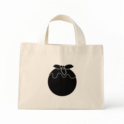 Black and White Christmas Pudding. Canvas Bags by Graphics_By_Metarla