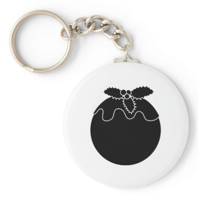Black and White Christmas Pudding. Key Chains by Graphics_By_Metarla