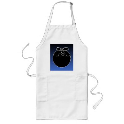 Black and White Christmas Pudding. On Blue. Aprons by Graphics_By_Metarla