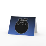 Black and White Christmas Pudding. On Blue. Greeting Cards