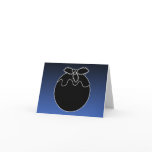 Black and White Christmas Pudding. On Blue. Greeting Card