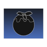 Black and White Christmas Pudding. On Blue. Custom postcards