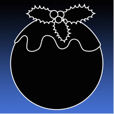Black and White Christmas Pudding. On Blue. Photo Cut Outs by Graphics_By_Metarla