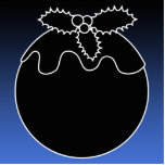 Black and White Christmas Pudding. On Blue. Photo Cut Outs