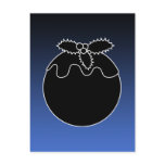 Black and White Christmas Pudding. On Blue. Post Card