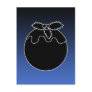 Black and White Christmas Pudding. On Blue. Post Card
