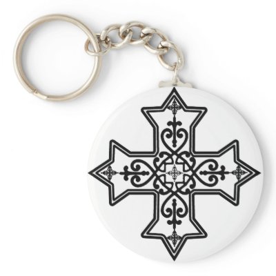 Black and White Coptic Cross Key Chains by greenbaby