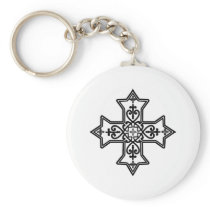 Black and White Coptic Cross Key Chain