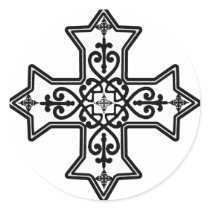 Black and White Coptic Cross Sticker