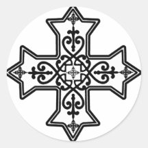 Black and White Coptic Cross Sticker