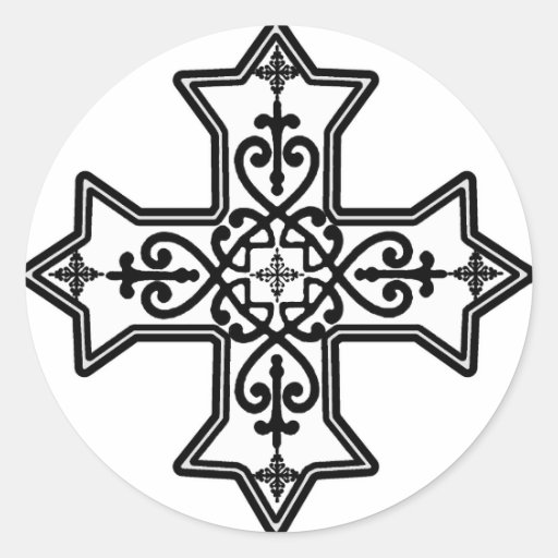 Black and White Coptic Cross Sticker