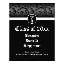Black and White Cosmetology School Graduation Personalised Invites