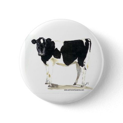 black and white cow button by sandypolsky
