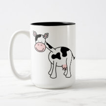 Black and White Cow Cartoon. Coffee Mugs