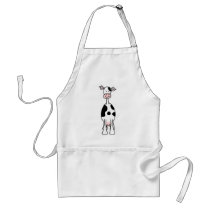 Black and White Cow Cartoon. Front. Apron